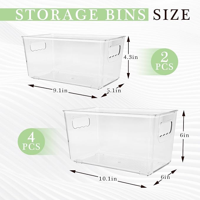 6 Pack Clear Plastic Storage Bins - Image 2