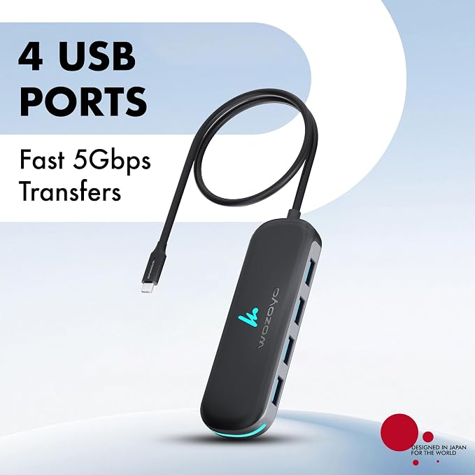 Type C to 4 Port Wozoyo USB 3.2 Hub, 4XUSB 5 Gbps, Data Transfer Upto 5Gbps - Image 2