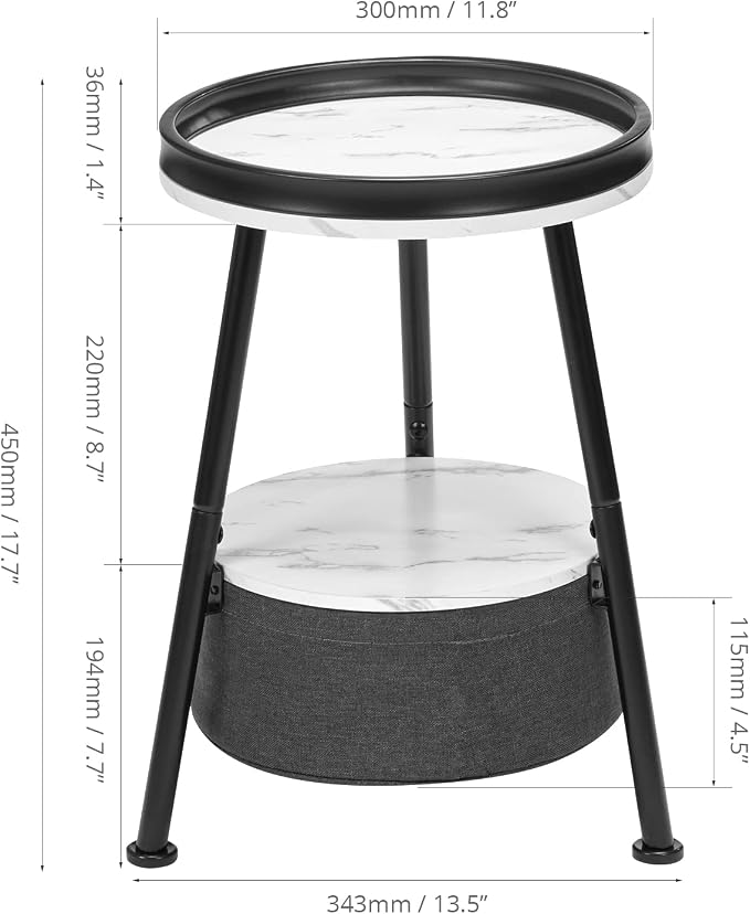 Round End Table, 11.8*17.8' Round Sofa Table, Small Round Table, Small Coffee - Image 3