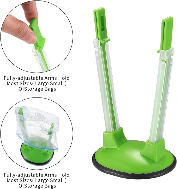 2 Pcs Baggy Rack, Freezer Bag Holder Stand, Adjustable Food Storage Holders - Image 3