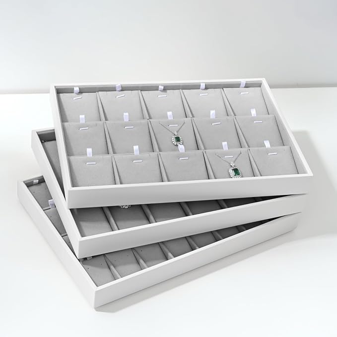 Oirlv Velvet Stackable Jewelry Tray 32 Grids Earrings Organizer Display - Image 10