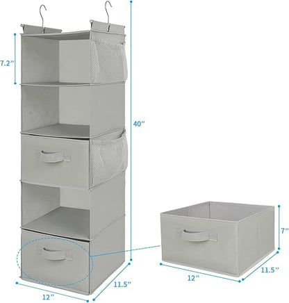 MAX Houser 5 Tier Shelf Hanging Closet Organizer, Cloth Hanging Shelf - Image 3