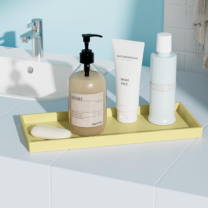 Vanity and Bathroom Tray, 11.8" ABS Countertop Organizer, Waterproof Vanity Tray - Image 3