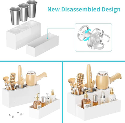 HIIMIEI Hair Tool Organizer, Acrylic Hair Dryer Holder, Bathroom Countertop - Image 3