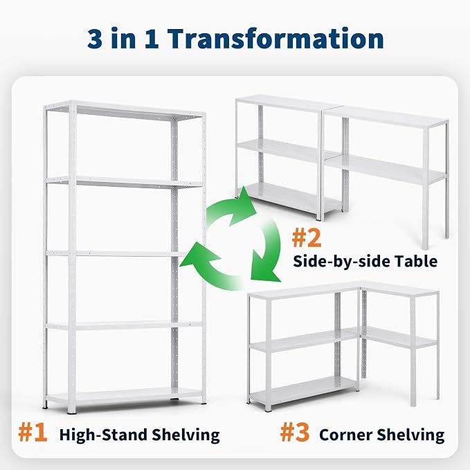 Storage Shelves, Heavy Duty Garage Storage Shelves 5-Tier Metal Shelving Unit - Image 4