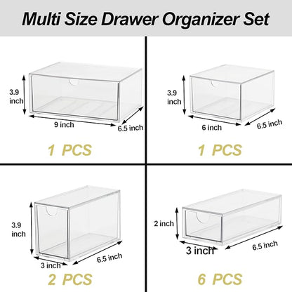 Acrylic Makeup Organizer, 10 Drawers Clear Storage Organizer Desktop Stackable - Image 2