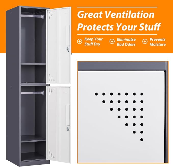 Metal Locker for Home, Dressing Room, Lockable Locker Cabinet - Image 4