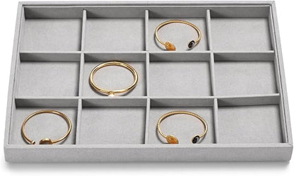 12 Grids Microfiber Jewelry Trays Bracelets Tray Stackable Jewelry Organizer by Papten