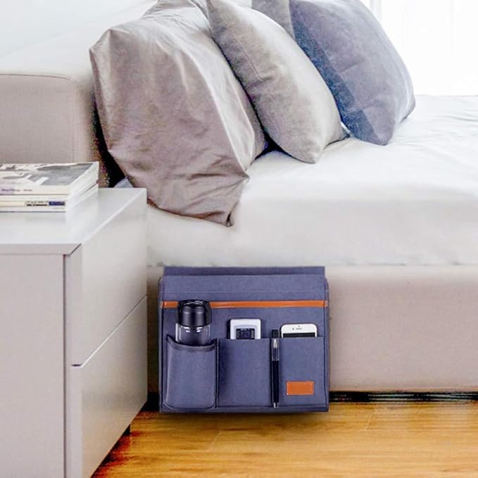 Bringsine Bedside Caddy, Felt Bed Storage Organizer Hanging Bag Holder - Image 4