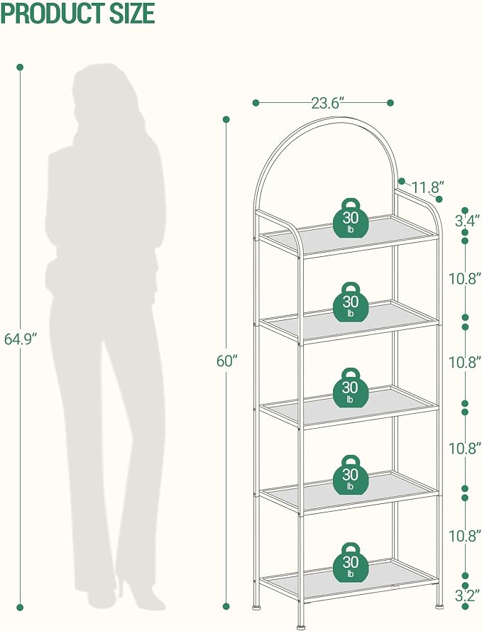 Hzuaneri Bookcase Bookshelf, Tempered Glass Bookshelves | Slim Shelving Unit - Image 3