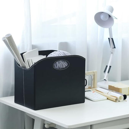 EZDeco Magazine Holder Foldable Magazine Rack Floor PU Leather File Holder - Image 3