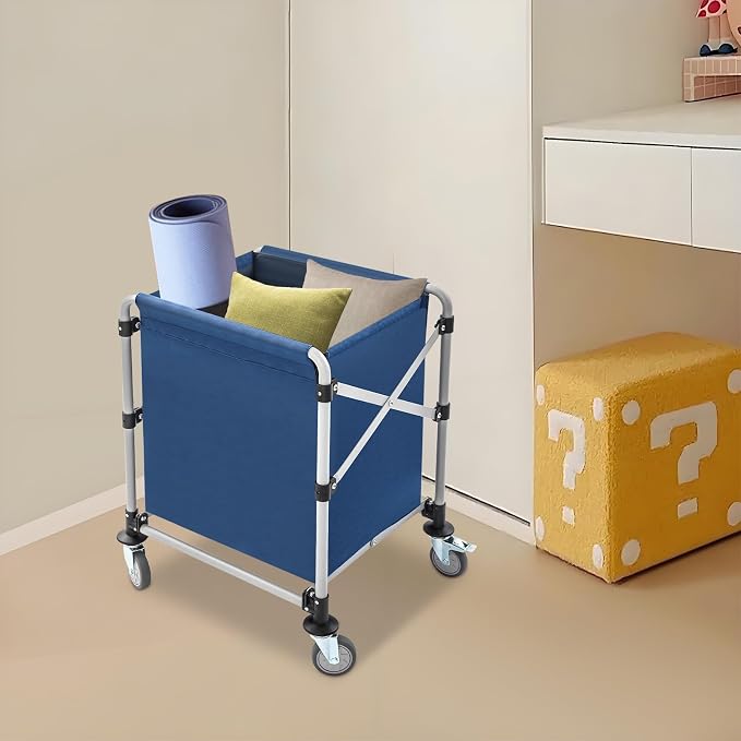 Commercial Laundry Cart with Wheels, Folding Laundry Hamper Cart, Heavy Duty - Image 4