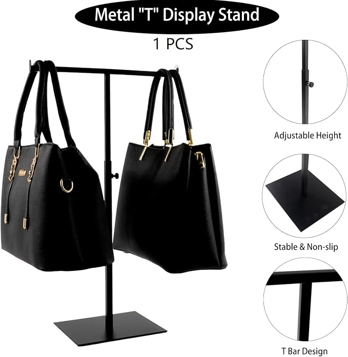 Display Stand Stainless Steel Jewelry Towers Bag Stand Tabletop Double Hook - Image 6