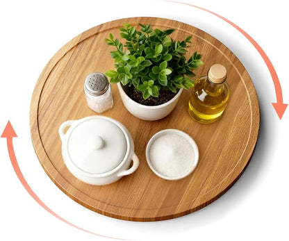 12" Acacia Wood Lazy Susan Turntable Organizer by Unknown
