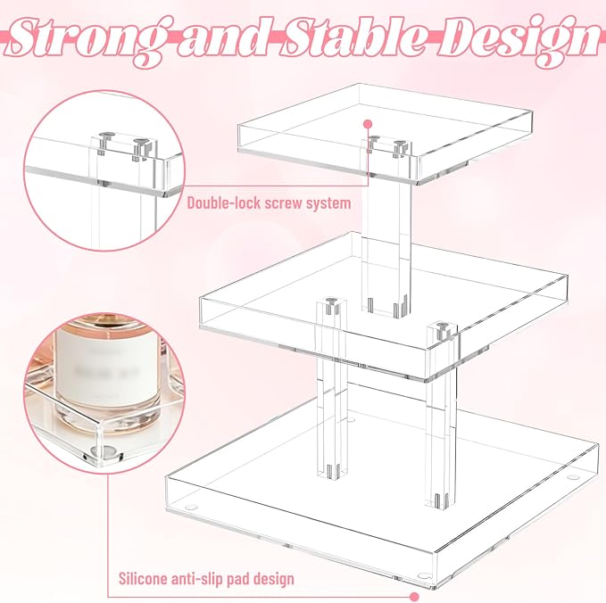 3 Tier Perfume Organizer, Acrylic Perfume Organizer Stand - Image 4