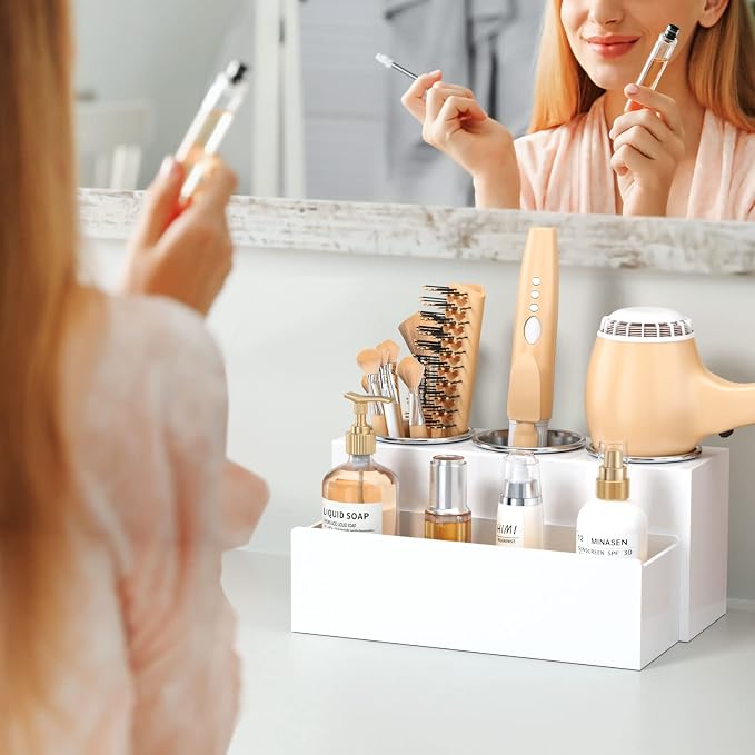 HIIMIEI Hair Tool Organizer, Acrylic Hair Dryer Holder, Bathroom Countertop - Image 7