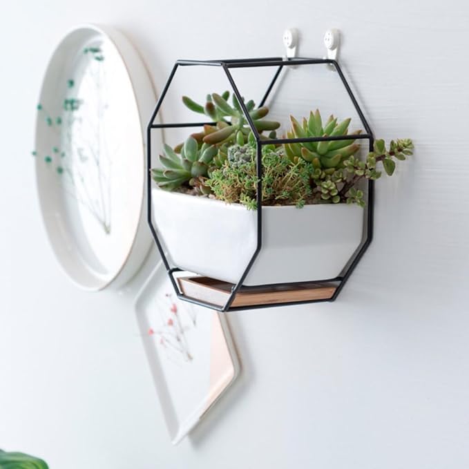Hemoton Octagonal Geometric Wall Hanging Flower Pot Set - Image 2