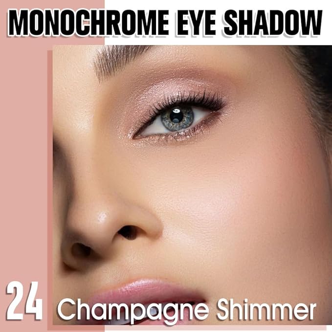 Champagne Shimmer Single Eyeshadow Makeup, Neutral Powde Eye Shadow - Image 2