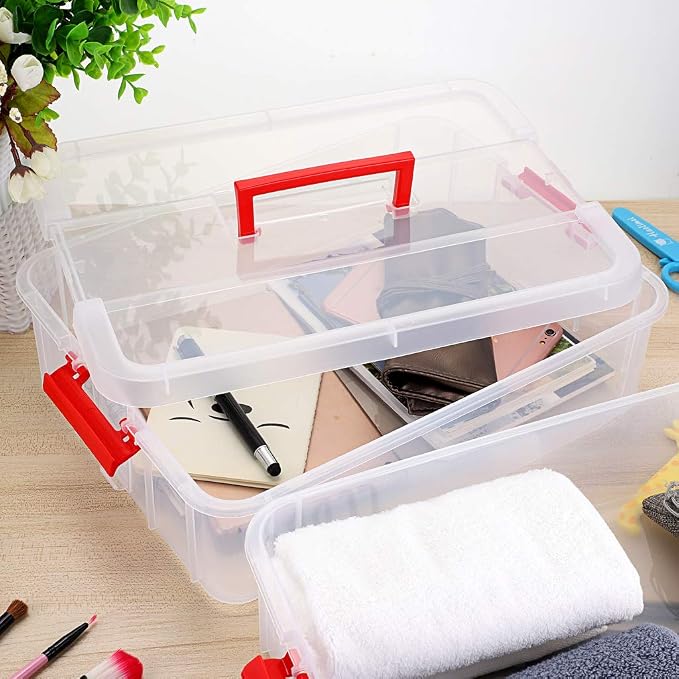 BTSKY 2 Layer Stack & Carry Box, Plastic Multipurpose Portable Storage - Image 5
