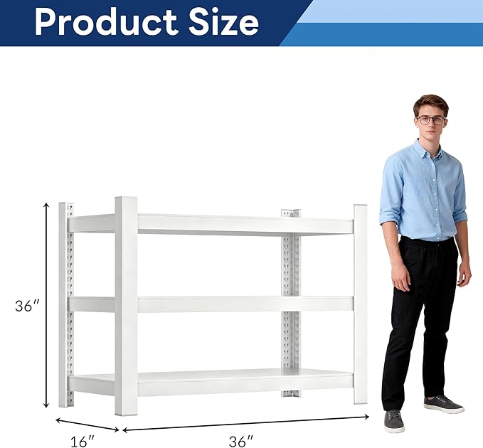 Wanfu Garage Shelving, Adjustable Heavy Duty 3 Tier Shelf - Image 3