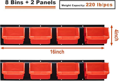 Wallmaster 8-Bin Storage Bins Garage Rack System 2-Tier Orange Tool Organizers - Image 2