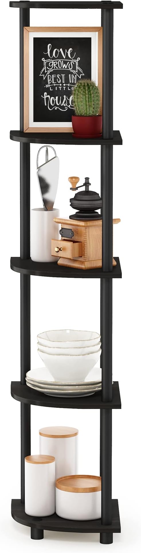 Furinno TURN-N-TUBE Corner Shelf Set of 2, 5-Tier Corner Bookshelf, Open - Image 9