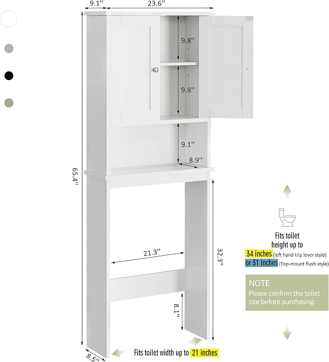 Over the Toilet Storage Cabinet, Bathroom Storage Organizer Over Toilet - Image 2