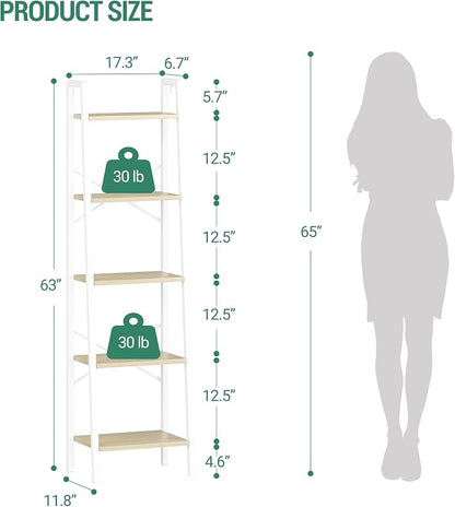 Hzuaneri Ladder Shelf, Freestanding Corner Storage Shelf | Bookcase - Image 2