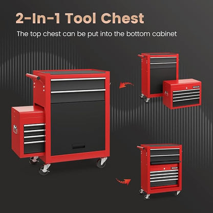 Goplus Tool Chest, 6 Drawers Rolling Tool Cabinet - Image 4