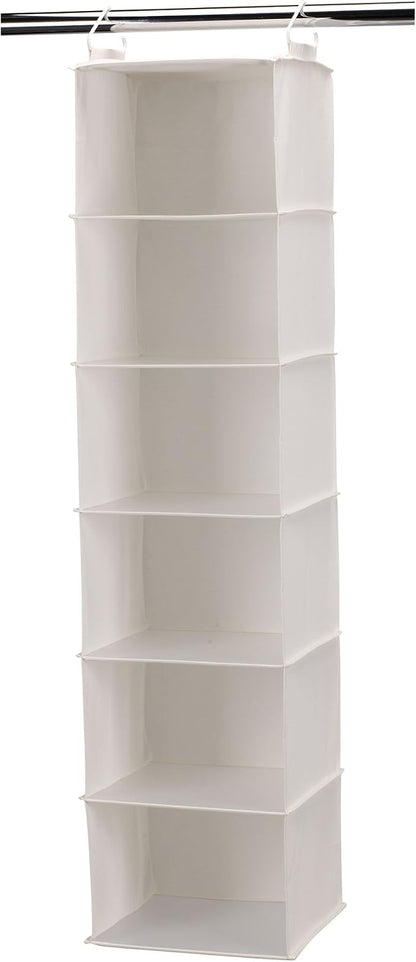 Household Essentials 311312 Hanging Closet Organizer | 6-Shelves | Natural by HouseholdEssentials