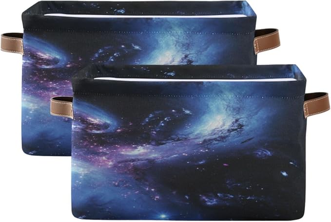 Blue and Purple Galaxy Storage Bins Box Foldable Shelf Basket by Unknown