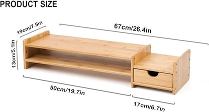 Monitor Stand Riser Desk Organizer-Bamboo 2 Tier Laptop Stand - Image 2