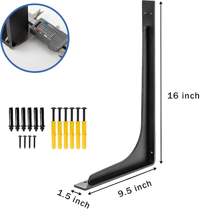 16inch x 9.5inch shelf brackets, L Shelf Bracket, die-cast formation，vertical - Image 2