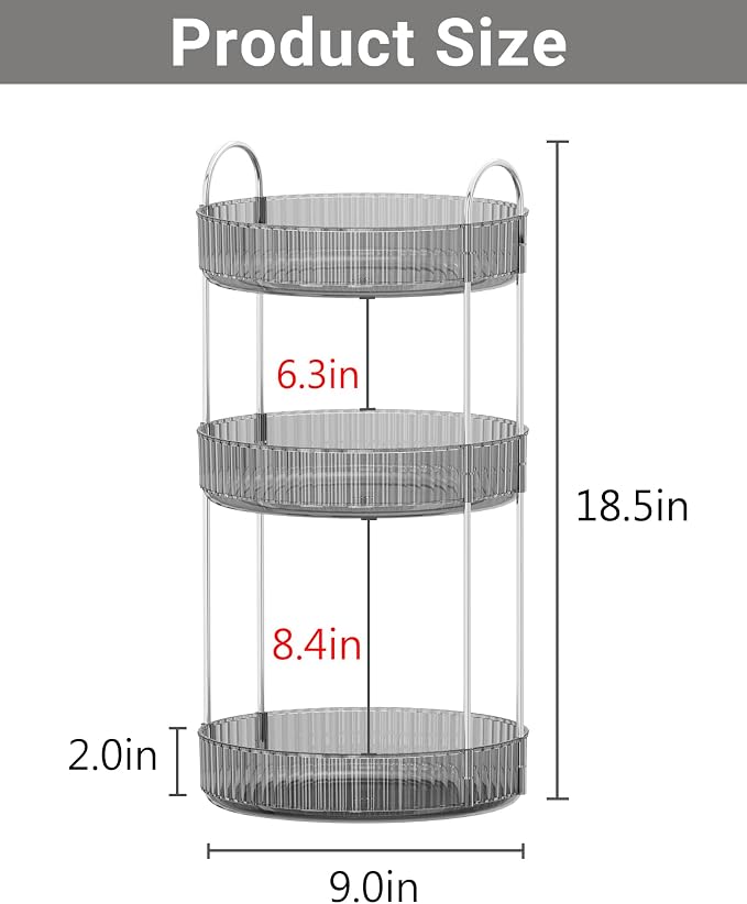 360 Rotating Makeup Organizer, 3 Tier Large Capacity Make Up Organizers and - Image 2