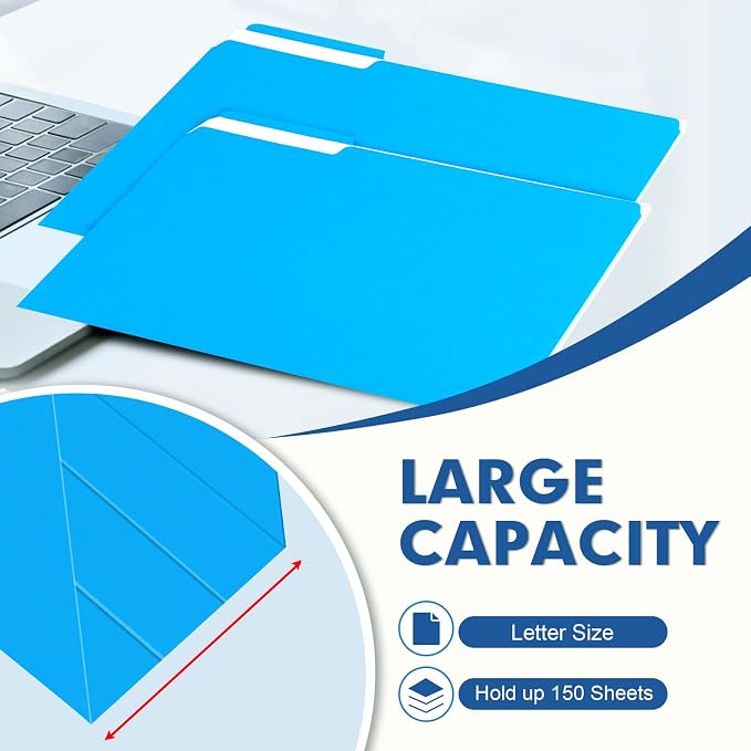 File Folder, PANDRI 120 Pack File Folder, 1/3 Cut Tab, Letter Size, Filing - Image 4