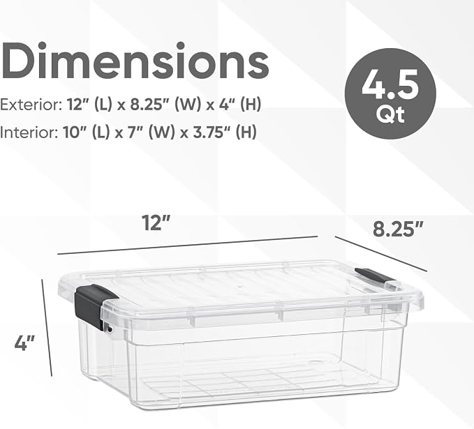 Superio Storage Bins with Lids- 8 Pack, 4.5 Qt Clear Boxes - Image 2