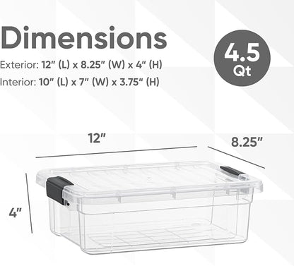 Superio Storage Bins with Lids- 8 Pack, 4.5 Qt Clear Boxes - Image 2