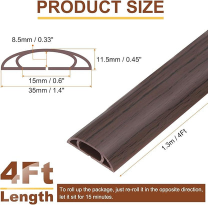 HARFINGTON 4ft Cord Cover Floor W0.6 x H0.33 Inner Channel PVC Hide Extension - Image 2
