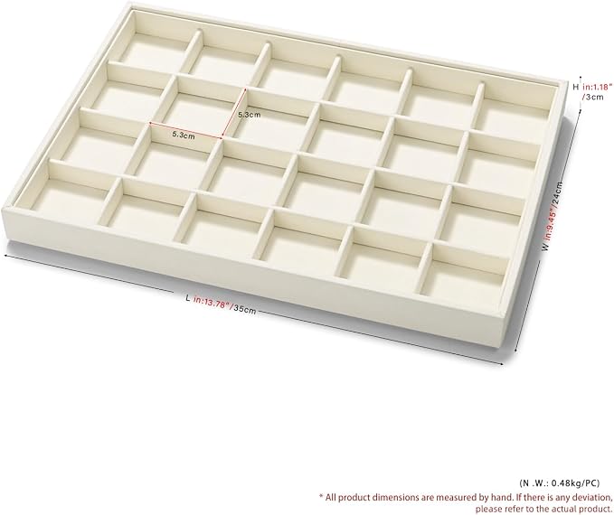 24 Grids Microfiber Jewelry Trays Ring Earrings Organizer Tray Stackable - Image 4
