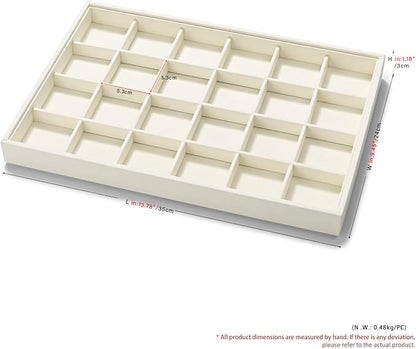 24 Grids Microfiber Jewelry Trays Ring Earrings Organizer Tray Stackable - Image 4