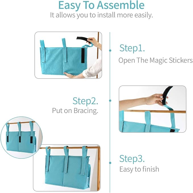 Bseash Bunk Bed Organizer, Bedside Caddy Hanging Bed Organizer Storage Bag 8 - Image 6