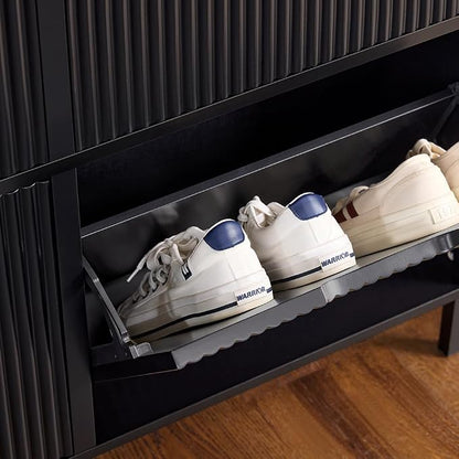 SoBuy Fluted Shoe Cabinet 4 Drawers, Narrow Shoe Storage Organizer - Image 5