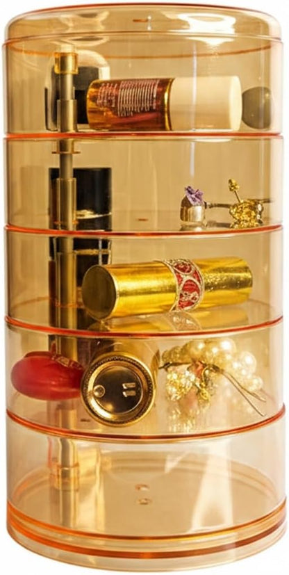 5-Tier Rotating Makeup Organizer, Slim Vanity Storage Tower by Unknown