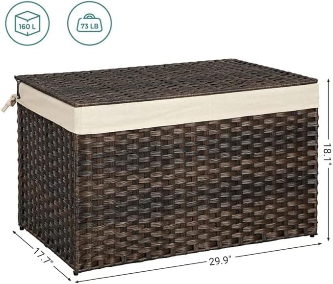 SONGMICS Storage Basket with Lid, Woven Blanket Storage Bin with Handles - Image 2
