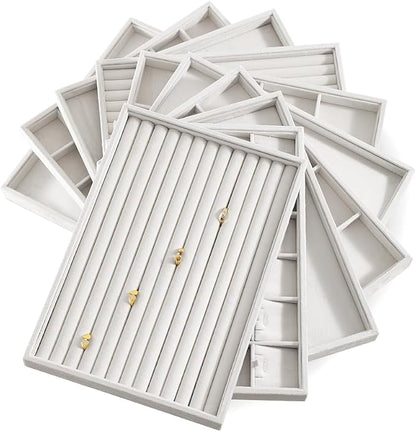 Velvet Ring Display Tray, Stackable Muilt Slot Rings Ear Stud Storage Tray - Image 7
