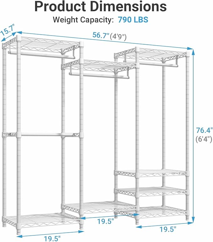 VIPEK V5 Medium Portable Closet Wardrobe Heavy Duty Clothes Rack, Freestanding - Image 5