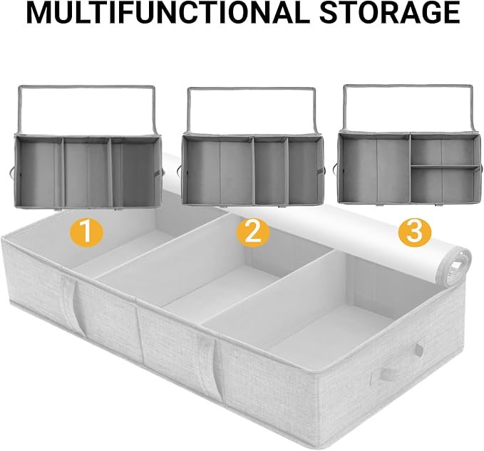 2 Packs Under Bed Storage Containers, Foldable Clothes Draw Organizers - Image 3
