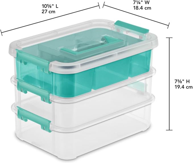 Sterilite 12 Pack Plastic Storage Box Container, 3 Layer, Stack and Carry - Image 2