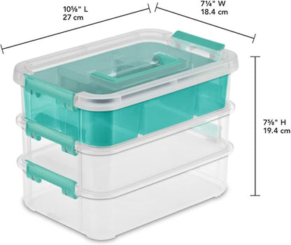 Sterilite 24 Pack Plastic Storage Box Container, 3 Layer, Stack and Carry - Image 2