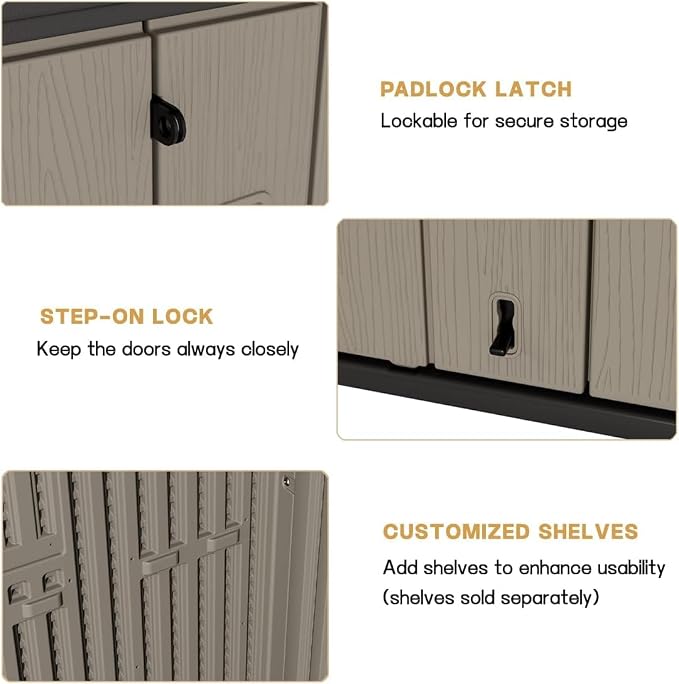 KINYING Outdoor Storage Shed, 57 Cu.ft Vertical Outdoor Storage Cabinet - Image 9